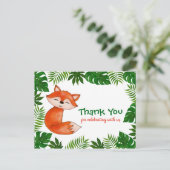 かわいいベビーのキツネ|のベビーシャワー|は感謝していしています ポストカード (スタンド正面)