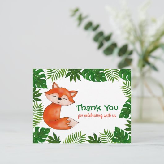 かわいいベビーのキツネ|のベビーシャワー|は感謝していしています ポストカード (スタンド正面)
