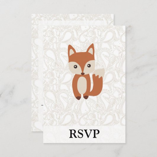 かわいいベビーのキツネ 出欠カード (正面/裏面)