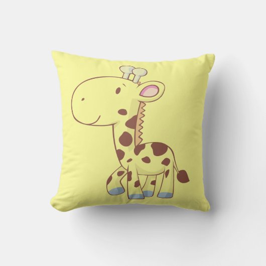 かわいいベビーのキリンの漫画の動物のカスタムな枕 クッション (正面)