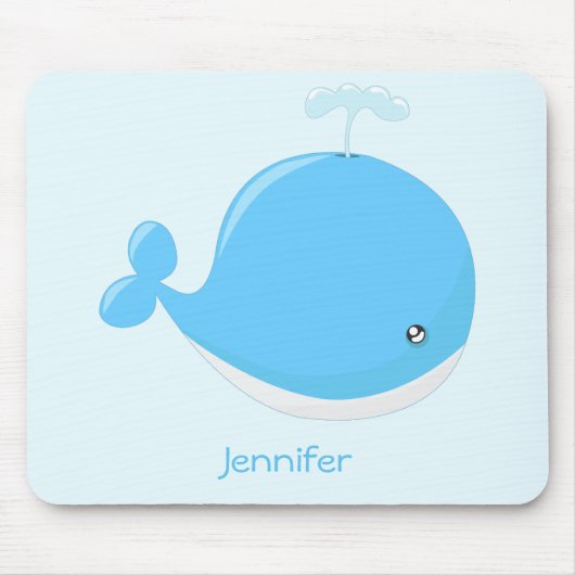 かわいいベビーのクジラのかわいいの漫画の子供 マウスパッド (正面)