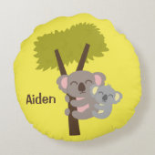 かわいいベビーのコアラおよびお母さんの子供部屋の装飾 ラウンドクッション (裏面)