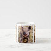 かわいいベビーのコブタの家畜の納屋周囲の庭のベビー エスプレッソカップ (正面)