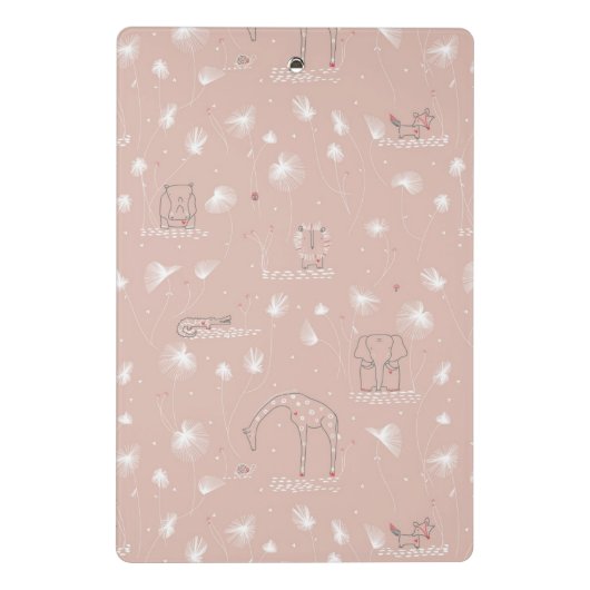 かわいいベビーのジャングル動物を表示するパターン ミニクリップボード (裏面)