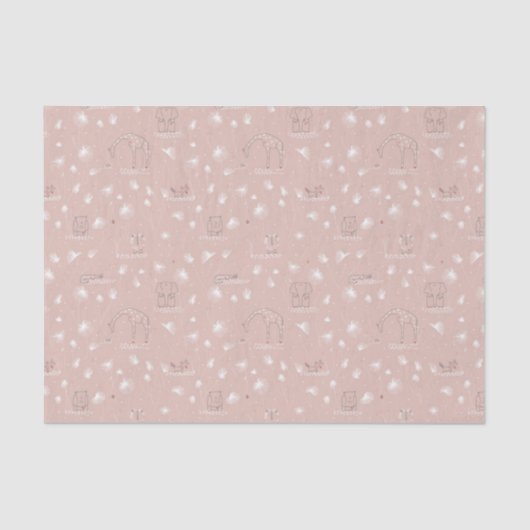 かわいいベビーのジャングル動物を表示するパターン 薄葉紙 (正面)