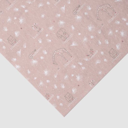 かわいいベビーのジャングル動物を表示するパターン 薄葉紙 (詳細)