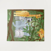 かわいいベビーのジャングル動物Lgタペストリ タペストリー (正面(横))