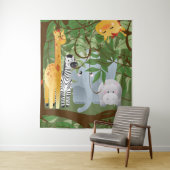 かわいいベビーのジャングル動物Lgタペストリ タペストリー (インサイチュ)