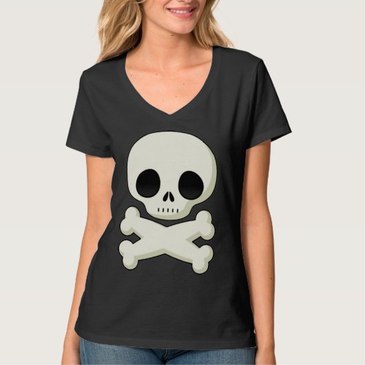 かわいいベビーのスカルおよび十字の骨のワイシャツ Tシャツ (正面)