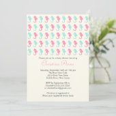 かわいいベビーのタツノオトシゴの女の子の男の子のベビーシャワーの招待状 招待状 (スタンド正面)