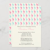 かわいいベビーのタツノオトシゴの女の子の男の子のベビーシャワーの招待状 招待状 (正面/裏面)