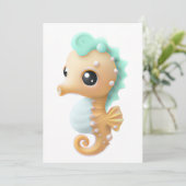 かわいいベビーのティール（緑がかった色）と白 シーズンカード (スタンド正面)