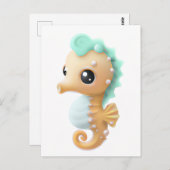 かわいいベビーのティール(緑がかった色)と白 ポストカード (正面/裏面)