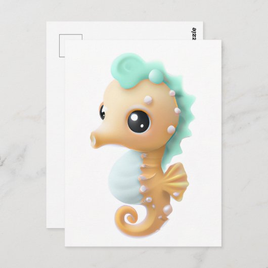 かわいいベビーのティール(緑がかった色)と白 ポストカード (正面/裏面)