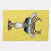 かわいいベビーのトナカイの身に着けているサングラス キッチンタオル (横)