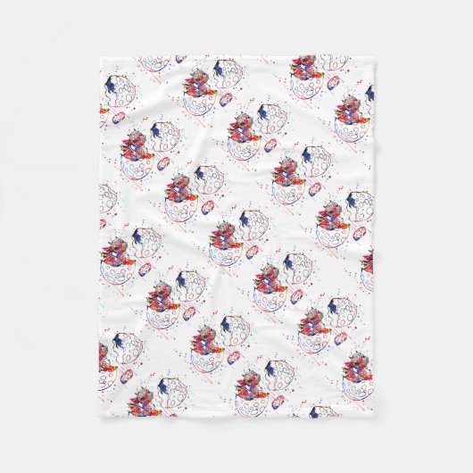 かわいいベビーのドラゴン、水彩画のベビーのドラゴン フリースブランケット (正面)