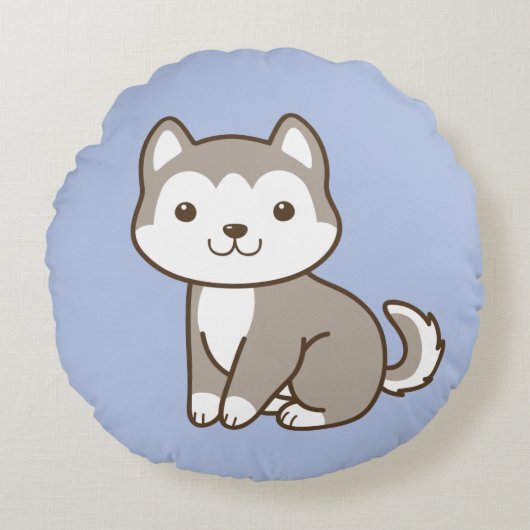 かわいいベビーのハスキーな小犬の円形の装飾用クッション ラウンドクッション (正面)