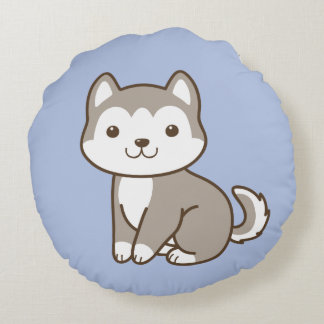かわいいベビーのハスキーな小犬の円形の装飾用クッション ラウンドクッション