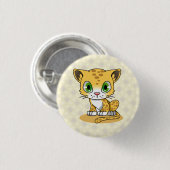 かわいいベビーのヒョウのかわいいの漫画はボタンをからかいます 缶バッジ (正面&裏面)