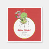 かわいいベビーのヘビが赤い赤ちゃんシャワーの途中にある スタンダードカクテルナプキン (正面)