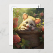 かわいいベビーのポッサムが庭で眠っている ポストカード (正面/裏面)