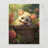 かわいいベビーのポッサムが庭で眠っている ポストカード (正面)