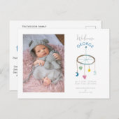 かわいいベビーのモバイルフォトベビーの発表 案内ポストカード (正面/裏面)