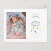 かわいいベビーのモバイルフォトベビーの発表 案内ポストカード (正面)
