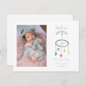 かわいいベビーのモバイルフォトベビーの発表 案内状 (正面/裏面)