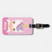 かわいいベビーのユニコーンの女の子のパーソナライズな荷物のラベル ラゲッジタグ (正面横)