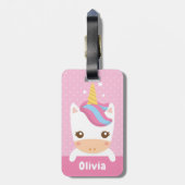 かわいいベビーのユニコーンの女の子のパーソナライズな荷物のラベル ラゲッジタグ (裏面縦)