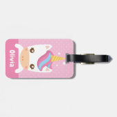 かわいいベビーのユニコーンの女の子のパーソナライズな荷物のラベル ラゲッジタグ (裏面横)