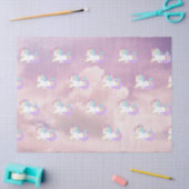 かわいいベビーのユニコーンの雲の夢のパーティーのピンクか紫色 薄葉紙 (クラフト)