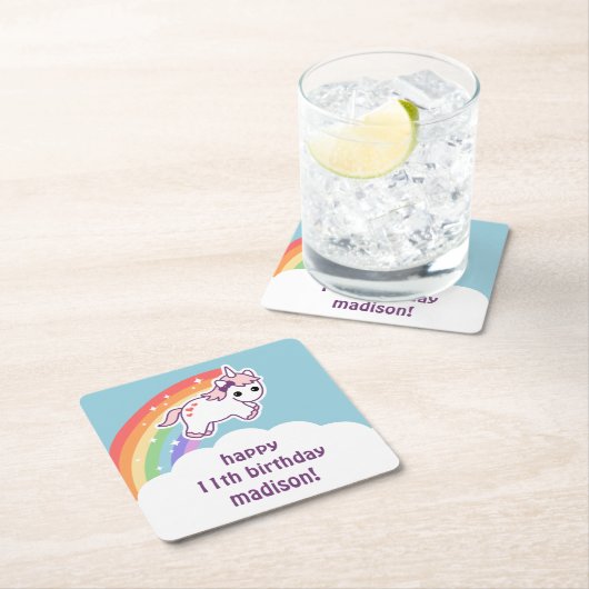 かわいいベビーのユニコーン スクエアペーパーコースター (インサイチュ)