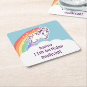 かわいいベビーのユニコーン スクエアペーパーコースター (アングル)