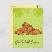 かわいいベビーのライオンと勇気付けられるがよく緑に ポストカード (正面/裏面)