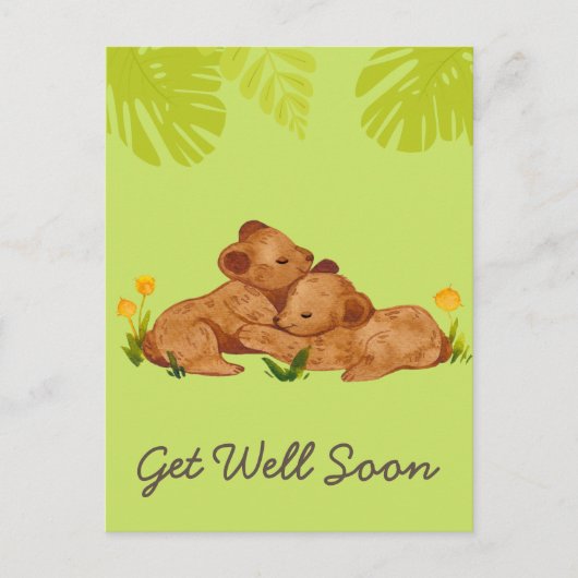 かわいいベビーのライオンと勇気付けられるがよく緑に ポストカード (正面)