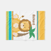 かわいいベビーのライオンの男の子は名前を加えます フリースブランケット (正面(横))