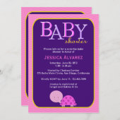 かわいいベビーの亀の子の赤ちゃんシャワー 招待状 (正面/裏面)