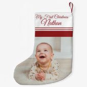 かわいいベビーの初めてのクリスマスの写真名 スモールクリスマスストッキング (裏面)