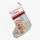 かわいいベビーの初めてのクリスマスの写真名 スモールクリスマスストッキング (裏面 (吊り時))