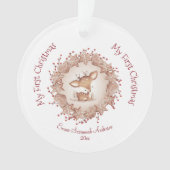 かわいいベビーの初めてのクリスマスオーナメントディアレッド オーナメント (正面)