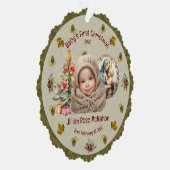 かわいいベビーの初めてのクリスマスカスタマイズ可能なカードストック オーナメントカード (右)