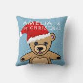 かわいいベビーの初めてのクリスマステディベアサンタハット クッション (裏面)
