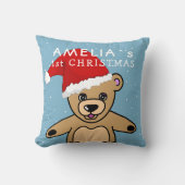 かわいいベビーの初めてのクリスマステディベアサンタハット クッション (正面)