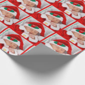 かわいいベビーの初めてのクリスマス写真パーソナライズされた ラッピングペーパー (角)