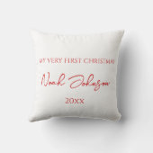かわいいベビーの初めてのクリスマス写真白 クッション (裏面)