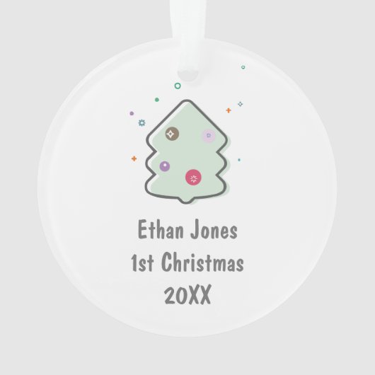 かわいいベビーの初めてのクリスマス写真 オーナメント (裏面)