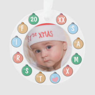 かわいいベビーの初めてのクリスマス写真 オーナメント