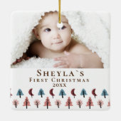 かわいいベビーの初めてのクリスマス写真 セラミックオーナメント (裏面)